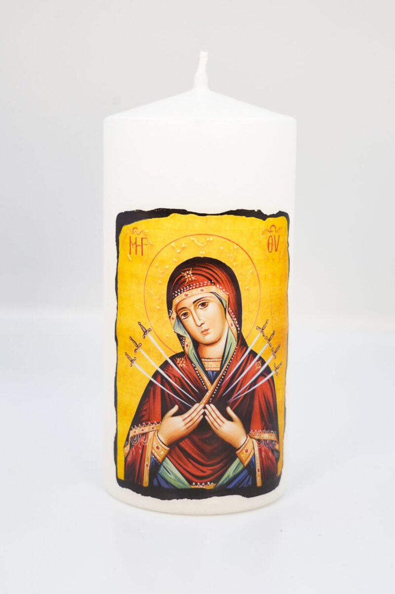Energie-Kerze Mutter Maria 7 Schwerter