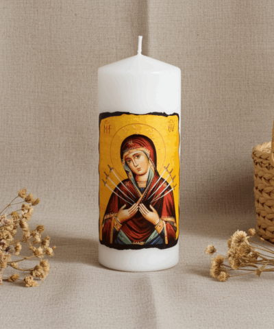 Energie-Kerze Mutter Maria 7 Schwerter