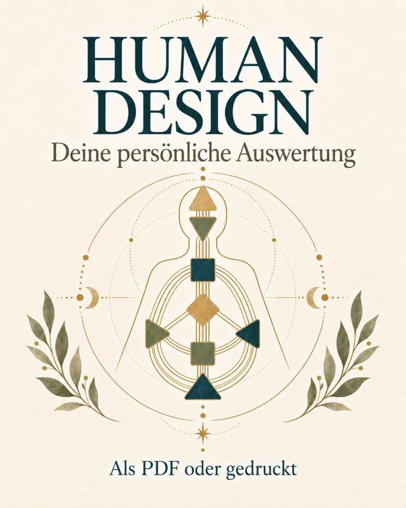 Human Design – Deine persönliche Auswertung als PDF oder gedruckt; symmetrische Illustration
